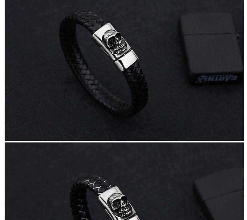 Fashion Blue+black Skull Shape Decorated Bracelet,Bracelets