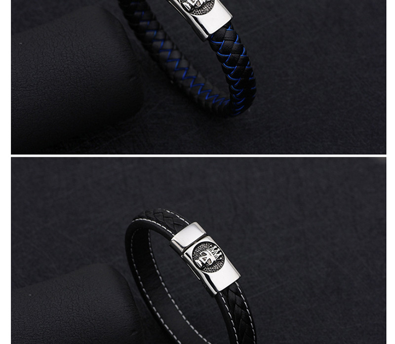 Fashion Blue+black Skull&crown Shape Decorated Bracelet,Bracelets