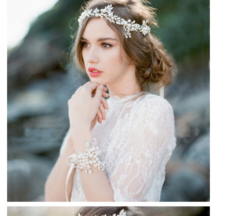 Fashion Beige Pearl Decorated Hair Accessories,Hair Ribbons