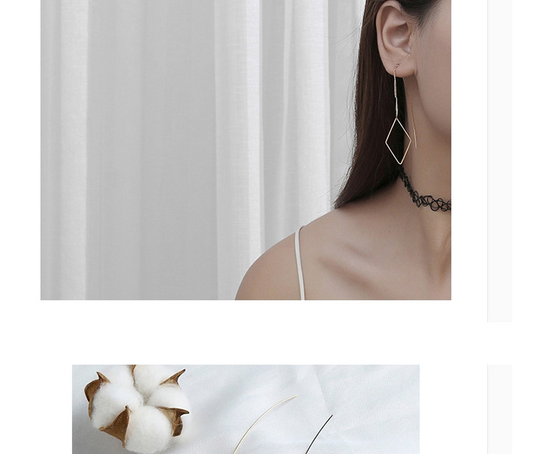 Fashion Silver Color Rhombus Shape Design Pure Color Earring(1pc),Drop Earrings