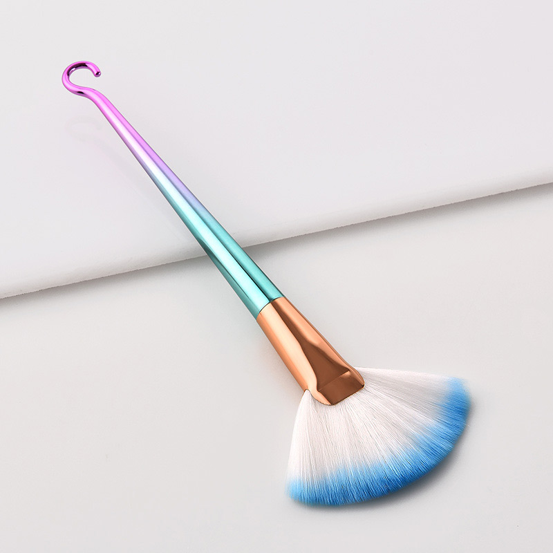 Fashion Pink+blue Sector Shape Decorated Makeup Brush,Beauty tools