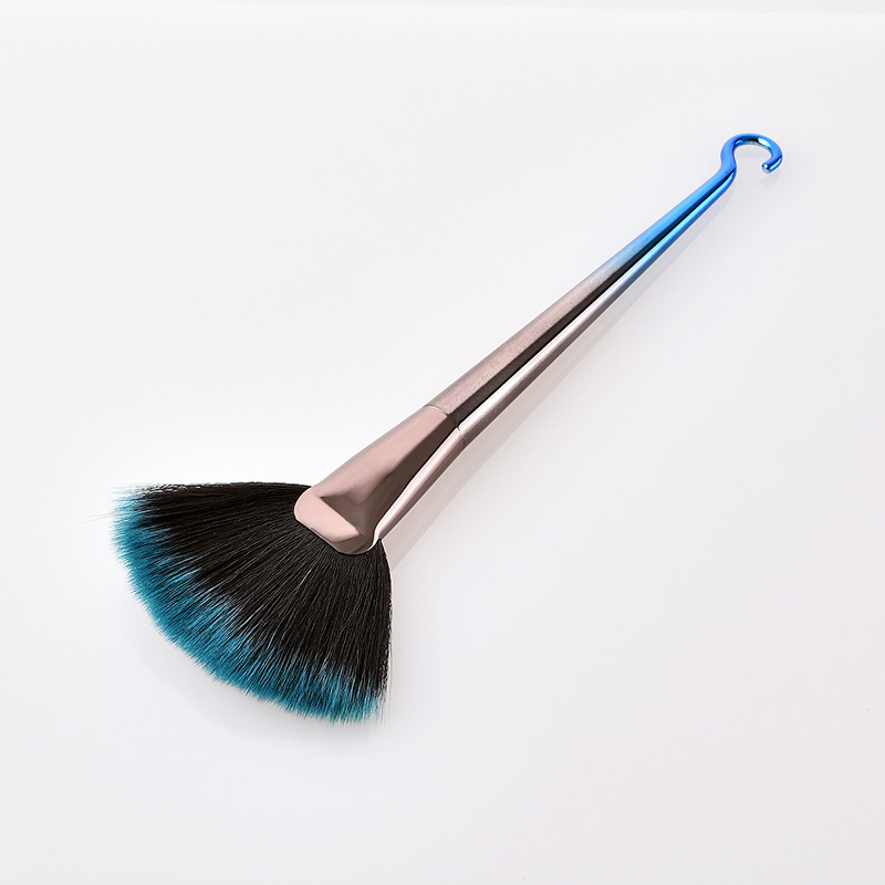 Fashion Blue+black Sector Shape Decorated Makeup Brush,Beauty tools