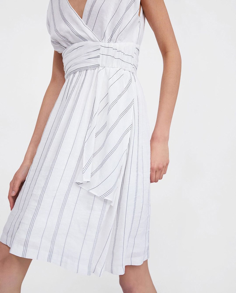 Fashion White Stripe Pattern Decorated Dress,Long Dress