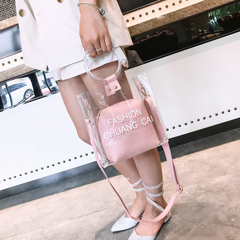 Fashion White Letter Pattern Decorated Shoulder Bag (2 Pcs ),Handbags