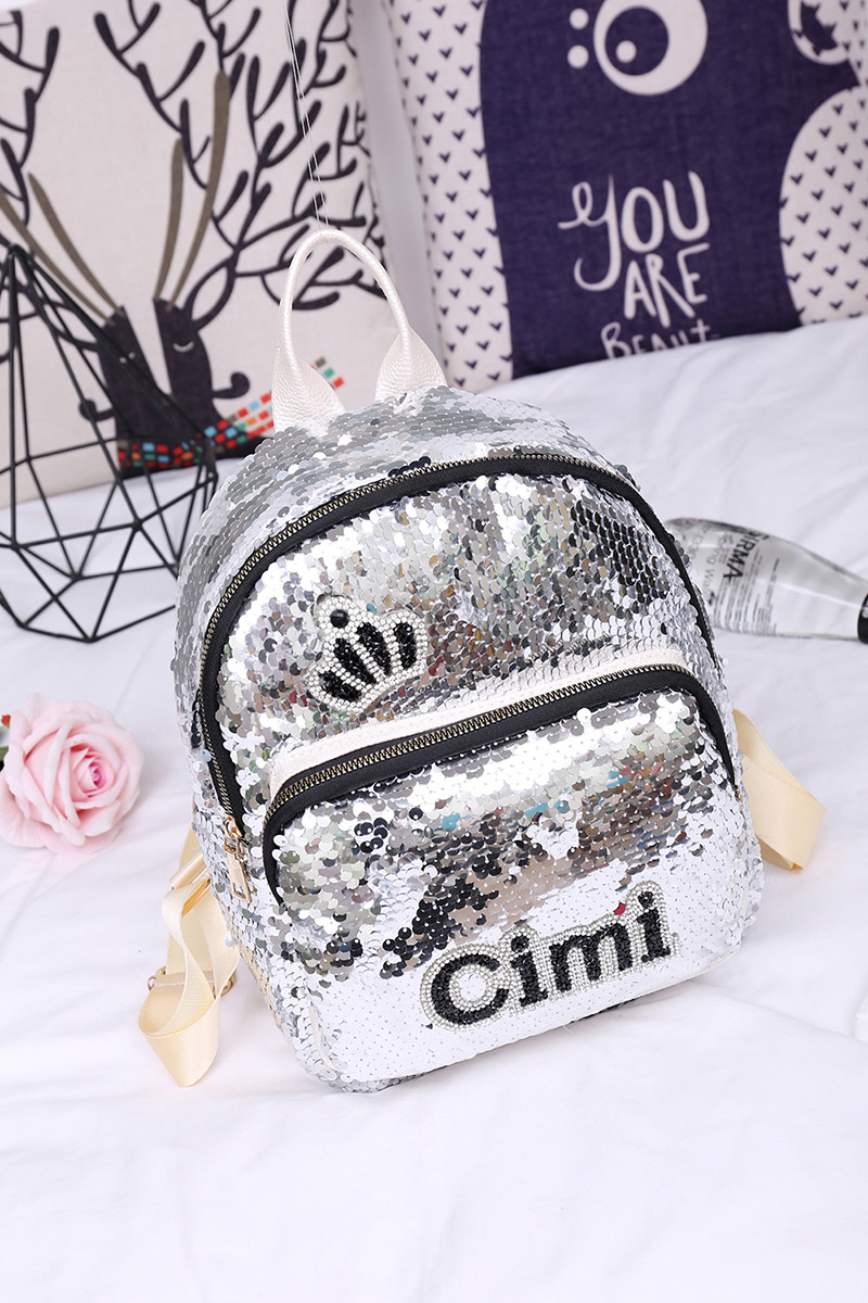 Fashion Silver Color Letter Pattern Decorated Backpack,Backpack