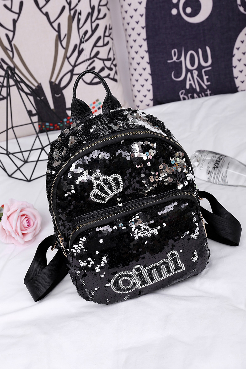 Fashion Blue Crown Pattern Decorated Backpack,Backpack