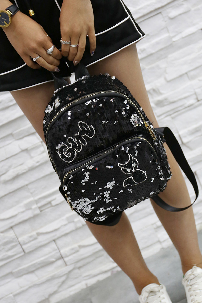 Fashion Black Letter Pattern Decorated Backpack,Backpack