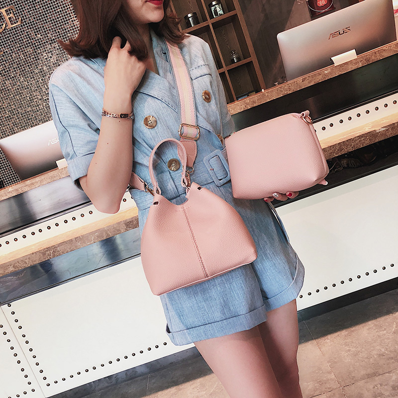 Fashion Pink Pure Color Decorated Backpack (2 Pcs ),Shoulder bags