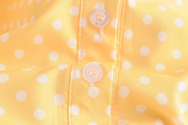 Vintage Yellow Spot Pattern Decorated Dress,Long Dress