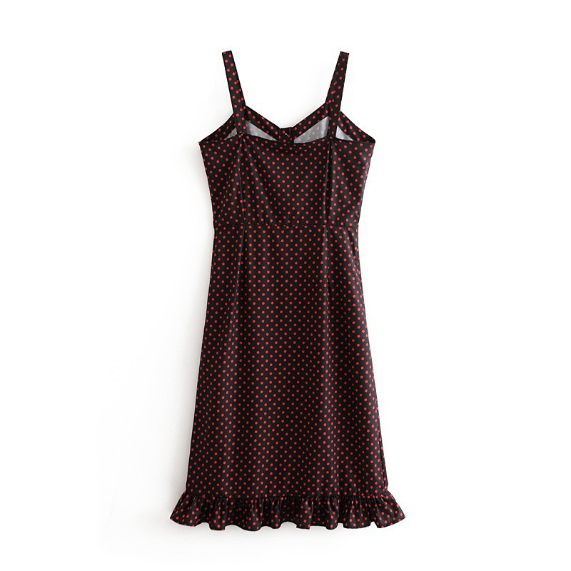 Vintage Black Spot Pattern Decorated Dress,Long Dress