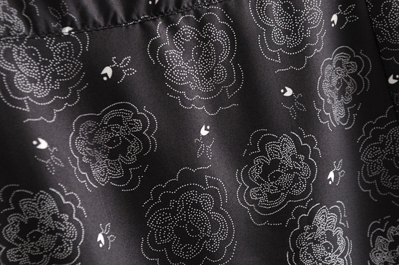 Vintage Black Flower Pattern Decorated Dress,Long Dress