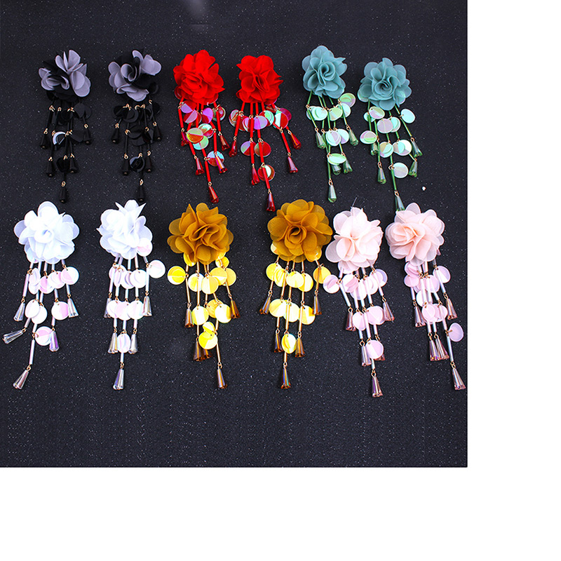 Fashion Black Flower Shape Decorated Earrings,Drop Earrings