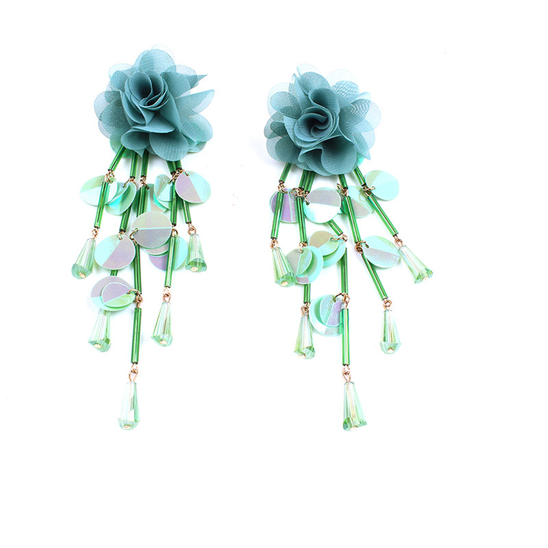 Fashion Green Flower Shape Decorated Earrings,Drop Earrings