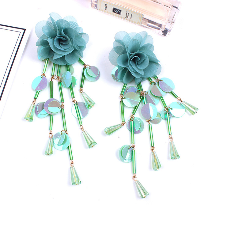 Fashion Green Flower Shape Decorated Earrings,Drop Earrings