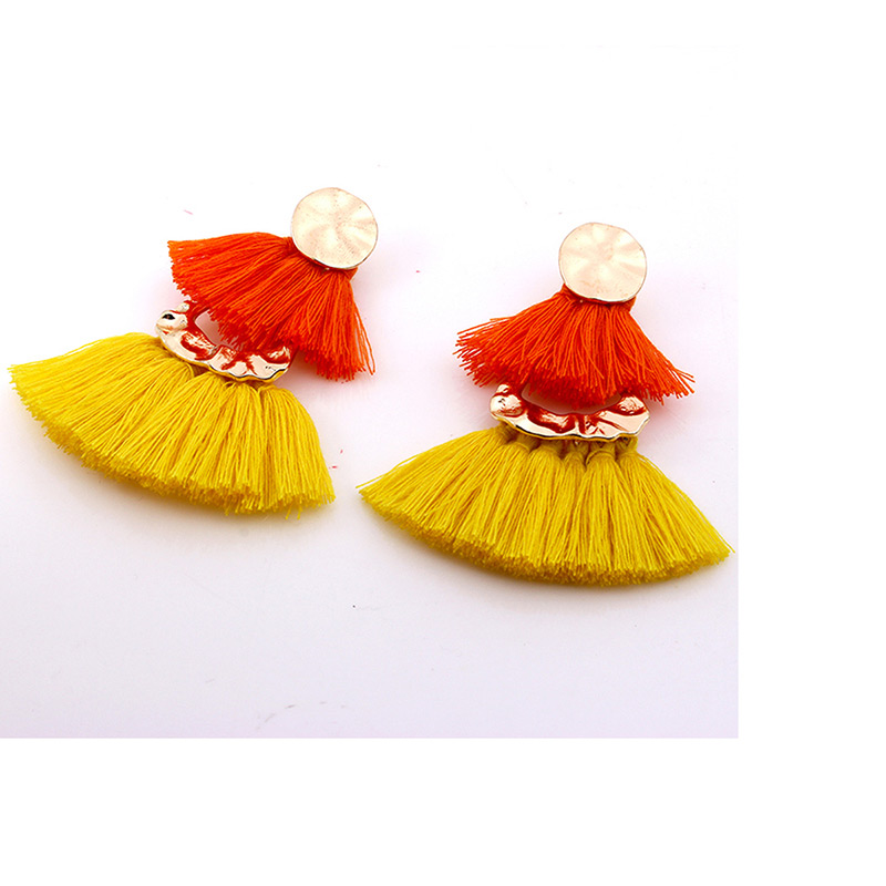 Fashion Yellow Tassel Decorated Earrings,Drop Earrings