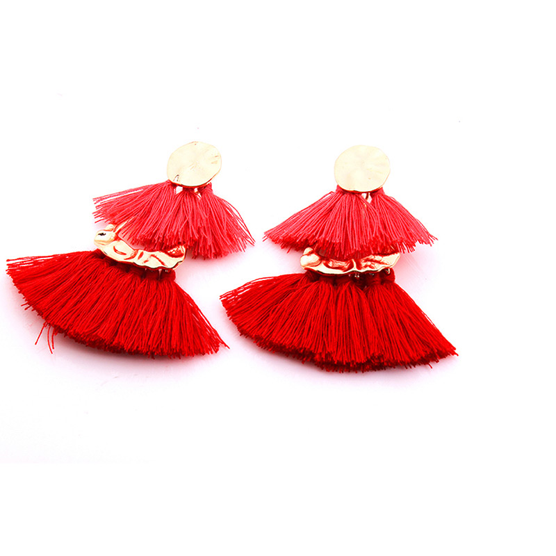 Fashion Red Tassel Decorated Earrings,Drop Earrings