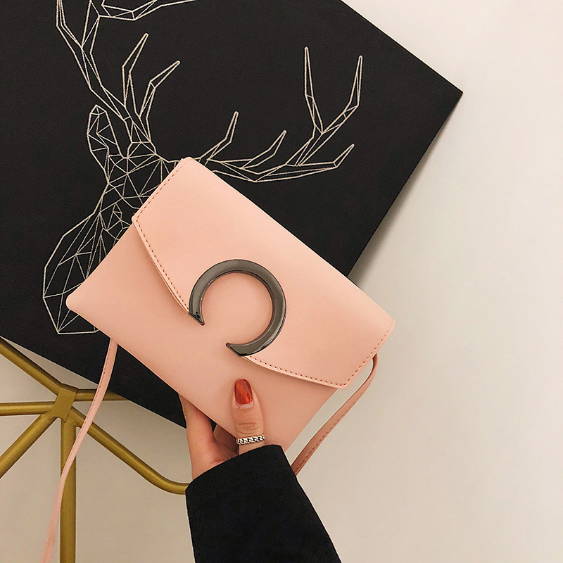 Fashion Pink Pure Color Decorated Shoulder Bag,Handbags
