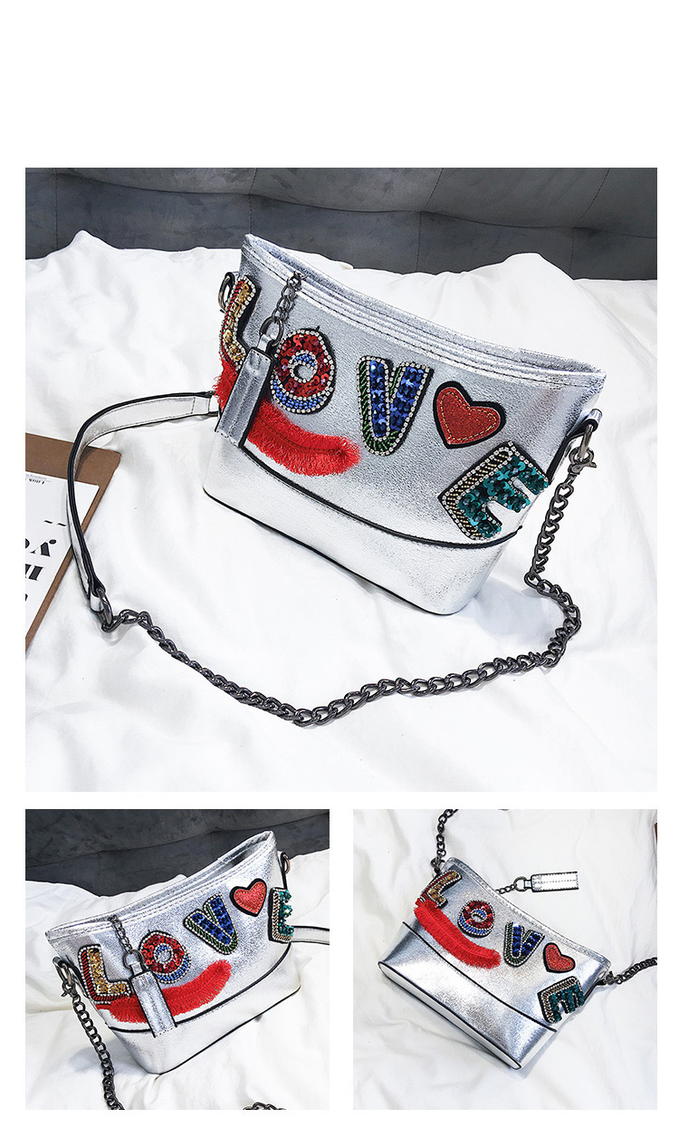 Fashion Silver Color Letter Pattern Decorated Shoulder Bag,Shoulder bags