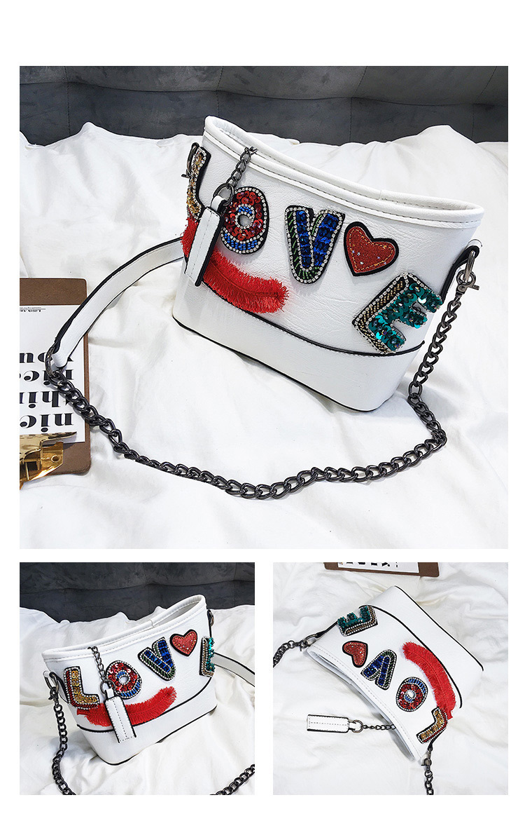 Fashion White Letter Pattern Decorated Shoulder Bag,Shoulder bags