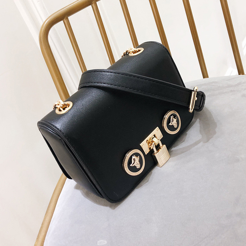Fashion Black Lock Decorated Shoulder Bag,Shoulder bags