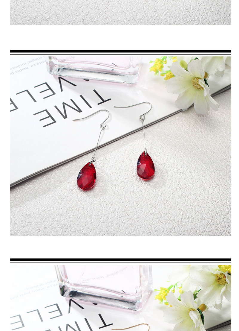 Fashion Red+silver Color Water Drop Shape Decorated Earrings,Drop Earrings