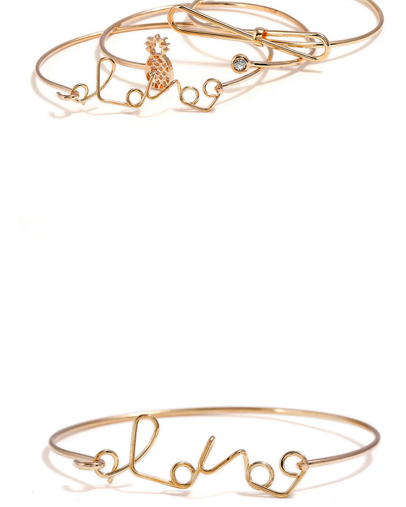 Fashion Silver Color Pineapple&bowknot Shape Decorated Bracelet (3 Pcs ),Fashion Bangles