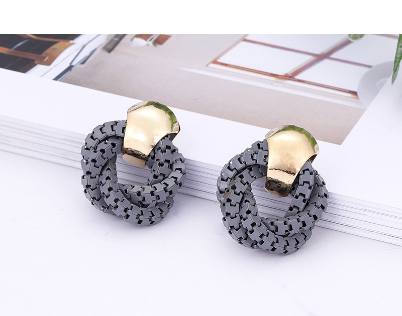 Fashion Black Round Shape Decorated Earrings,Stud Earrings