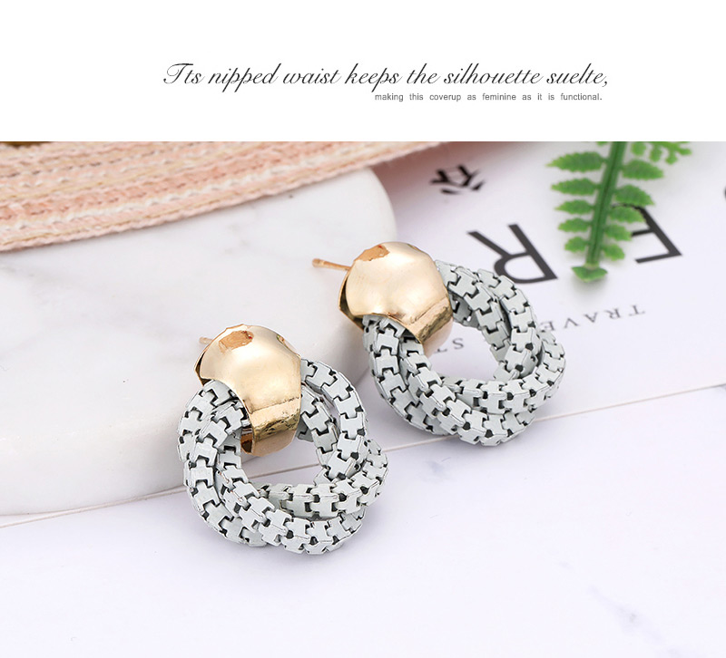 Fashion Light Gray Round Shape Decorated Earrings,Stud Earrings