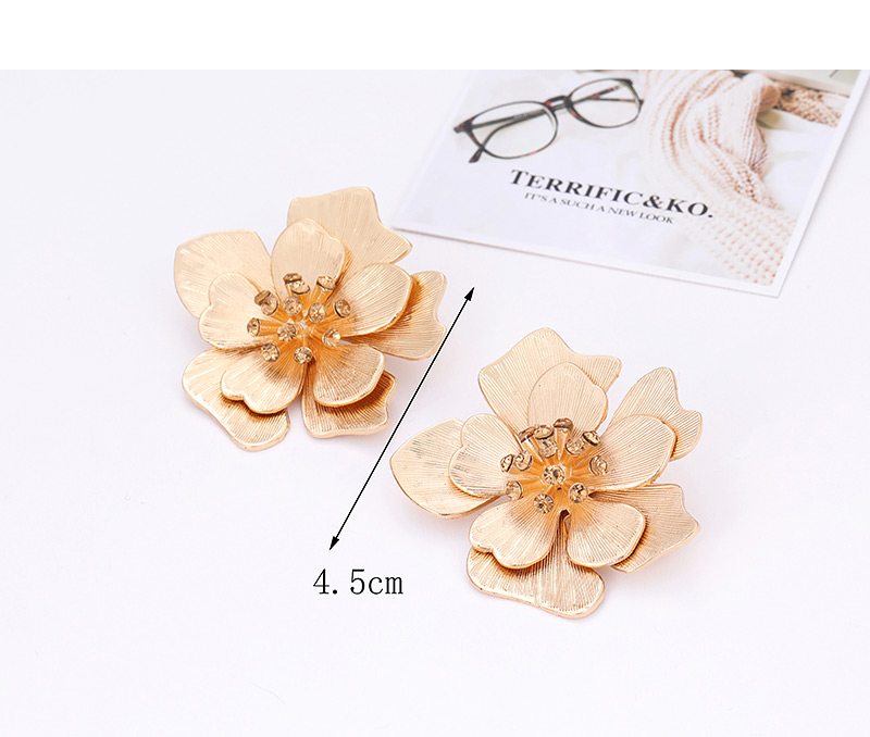 Fashion Champagne Flower Shape Decorated Earrings,Stud Earrings