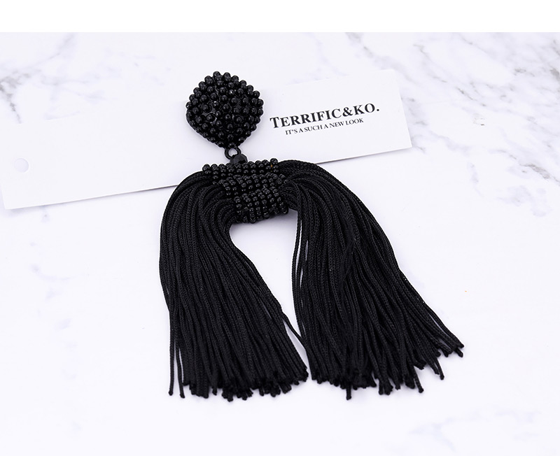 Fashion Black Tassel Decorated Earrings,Drop Earrings