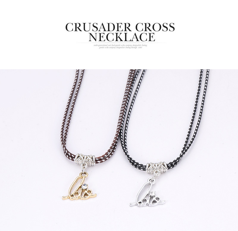 Fashion Black Letter Shape Decorated Necklace (2 Pcs ),Jewelry Sets