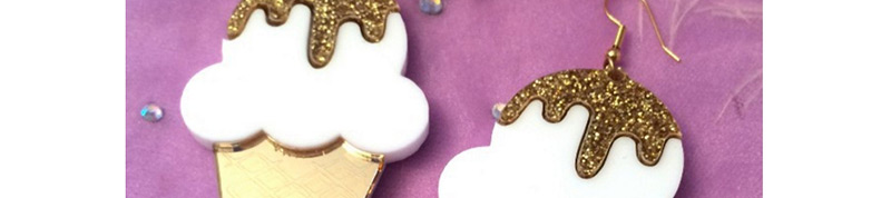 Fashion Gold Color+white Ice Cream Shape Decorated Earrings,Drop Earrings