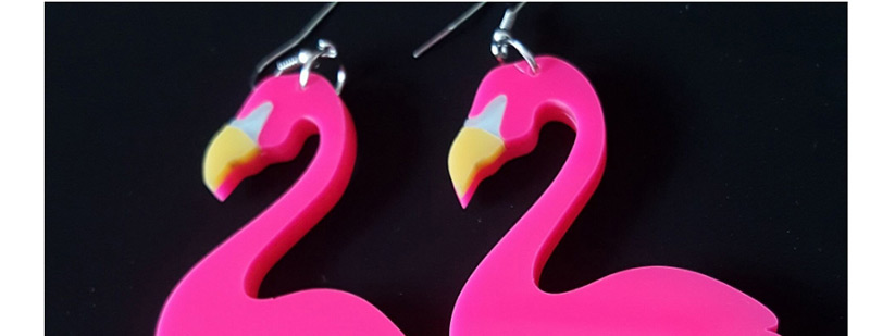 Fashion Plum Red Flamingos Shape Decorated Earrings,Stud Earrings