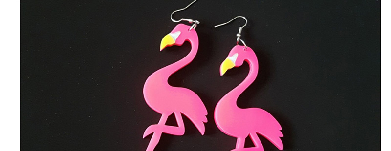 Fashion Plum Red Flamingos Shape Decorated Earrings,Stud Earrings