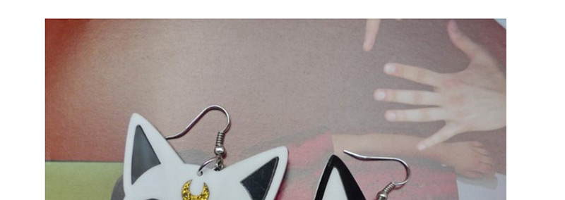 Fashion Black+white Cat Shape Decorated Earrings,Stud Earrings