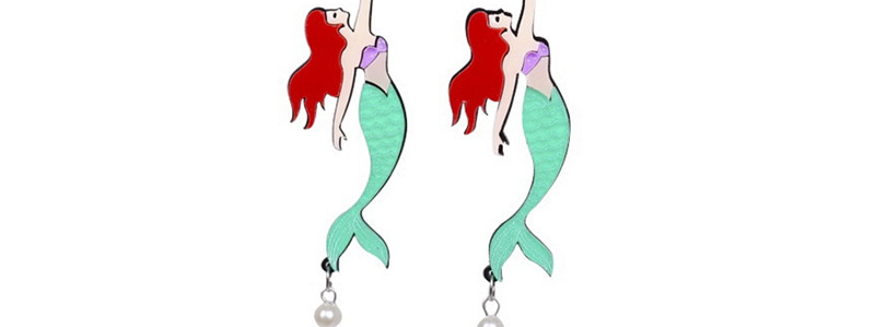 Fashion Green Mermaid Shape Decorated Earrings,Drop Earrings