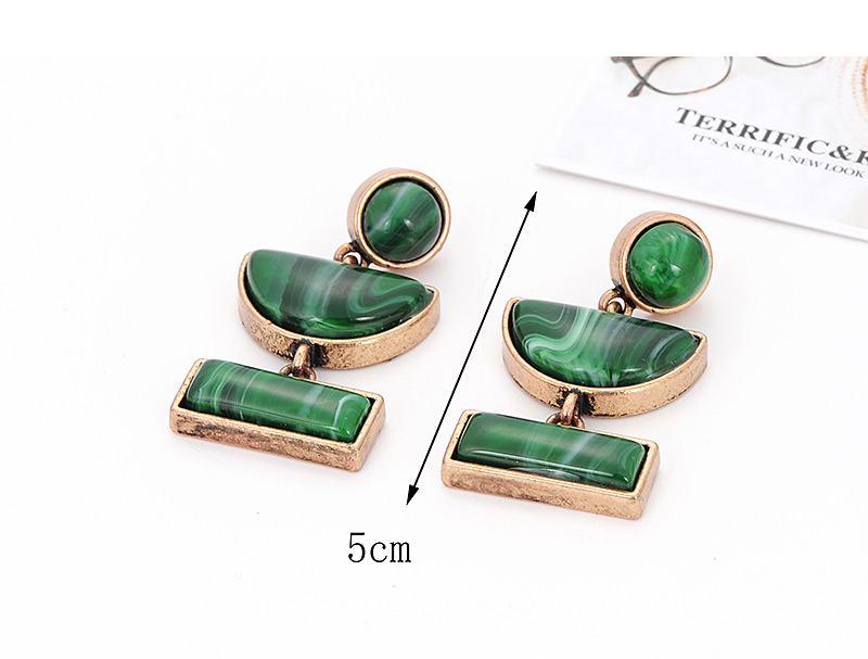 Fashion Green Semicircle Shape Decorated Earrings,Drop Earrings