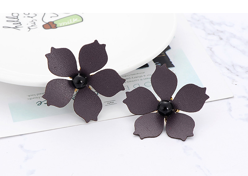 Fashion Dark Gray Flower Shape Decorated Earrings,Stud Earrings