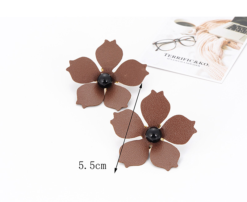 Fashion Coffee Flower Shape Decorated Earrings,Stud Earrings