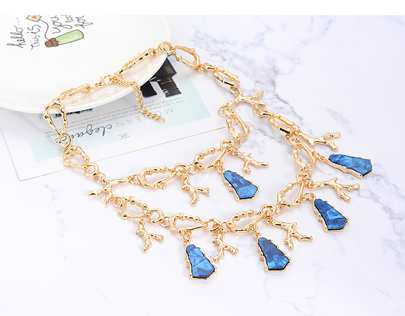 Fashion Blue Geometry Shape Decorated Necklace,Multi Strand Necklaces