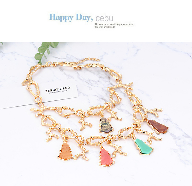 Fashion Multi-color Geometry Shape Decorated Necklace,Multi Strand Necklaces