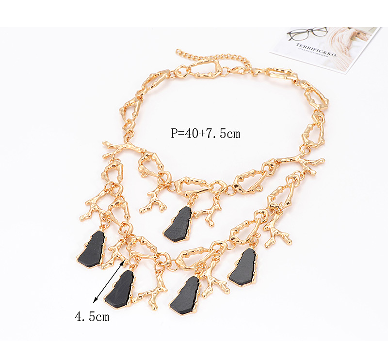 Fashion Black Geometry Shape Decorated Necklace,Multi Strand Necklaces