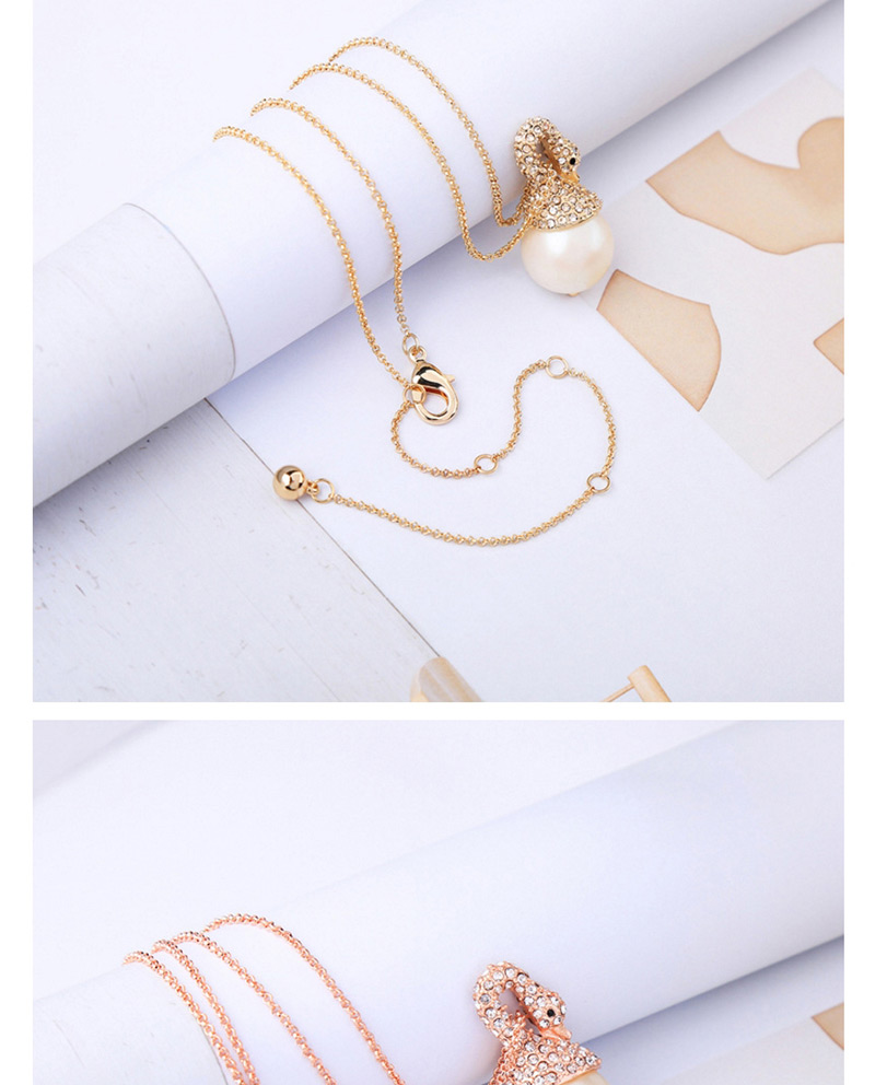 Fashion Rose Gold Swan Shape Decorated Necklace,Pendants