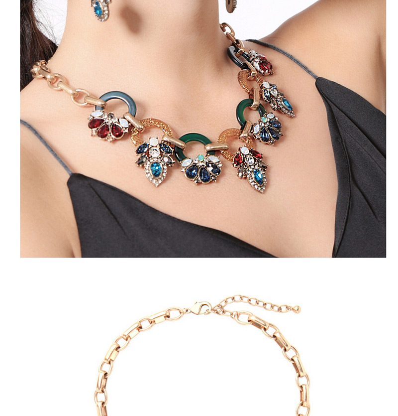 Fashion Multi-color Flower Shape Decorated Necklace,Bib Necklaces
