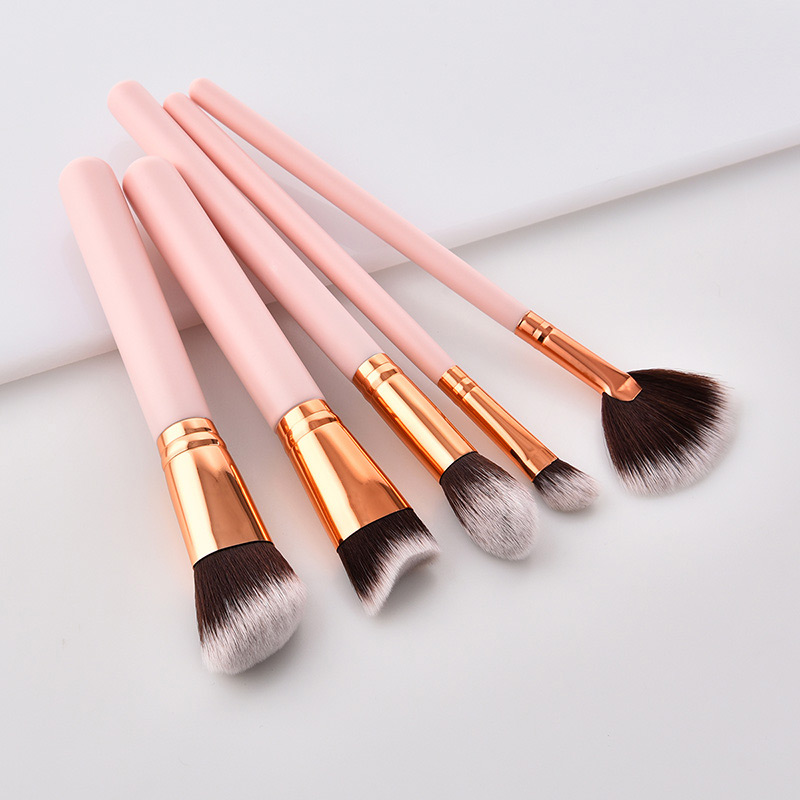 Fashion Pink Sector Shape Decorated Makeup Brush (5 Pcs),Beauty tools
