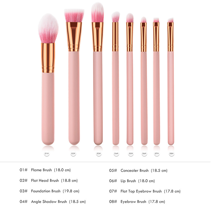 Fashion Pink Round Shape Decorated Makeup Brush (8 Pcs ),Beauty tools