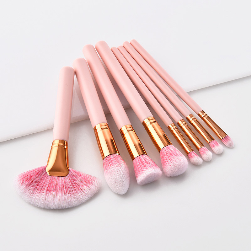 Fashion Pink Sector Shape Decorated Makeup Brush (8 Pcs),Beauty tools