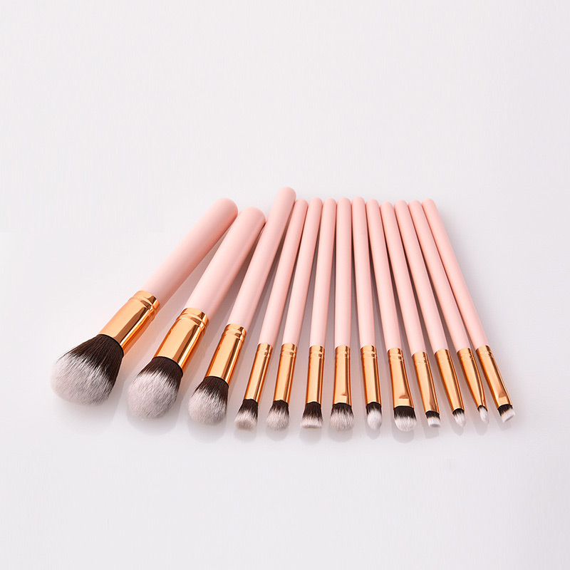 Fashion Pink+brown Round Shape Decorated Makeup Brush (13 Pcs ),Beauty tools