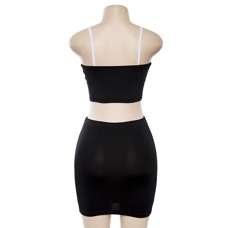 Fashion Black Pure Color Decorated Dress (2 Pcs ),Tank Tops & Camis