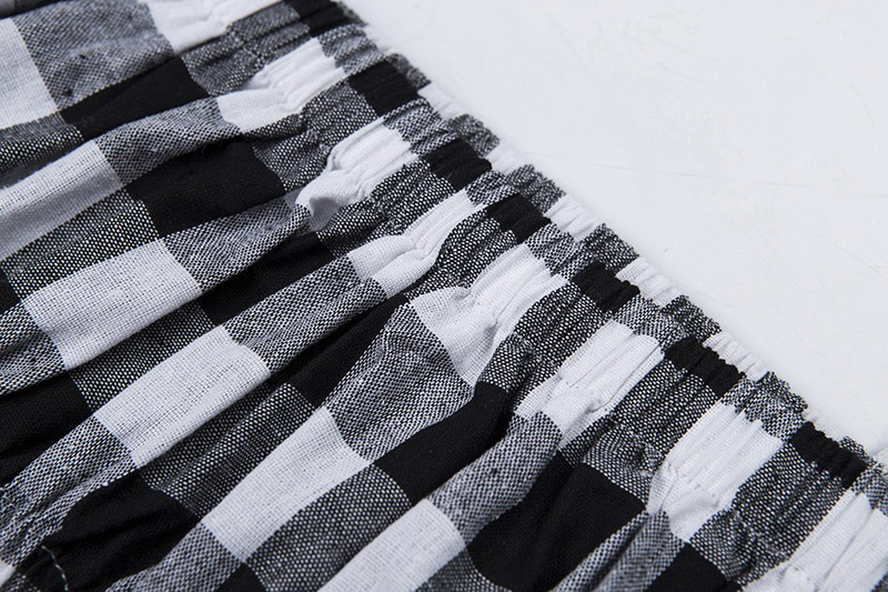 Fashion Black Grid Pattern Decorated Shirt,Tank Tops & Camis